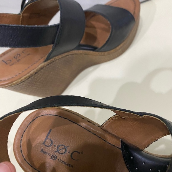 B.O.C Born Concept Alondra Women's Black Leather Wedge Sandals Size 7 - Picture 13 of 16